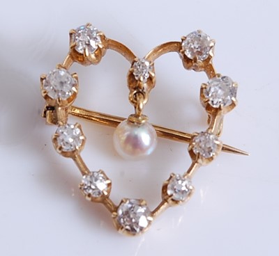 Lot 2204 - A yellow metal, pearl and diamond openwork...
