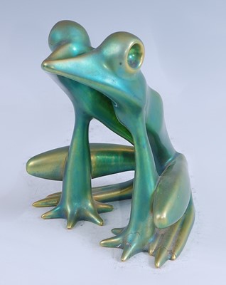 Lot 141 - Zsolnay Pecs - a 1930s green lustre ceramic...