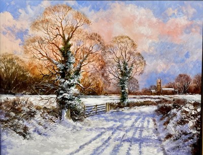 Lot 431 - Peter Barker (b.1954) - Winter landscape,...