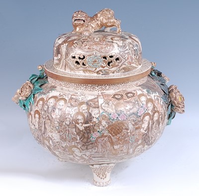 Lot 2335 - A Japanese Meiji period Satsuma earthenware...
