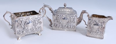Lot 2118 - A mid Victorian silver three-piece tea service,...
