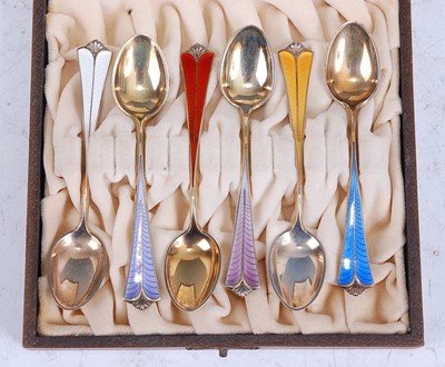 Lot 238 - A set of six Norwegian Art Deco silver gilt...