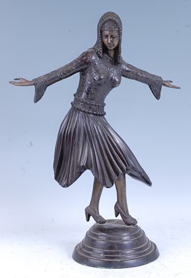 Lot 349 - After Demétre Chiparus - a large bronzed metal...