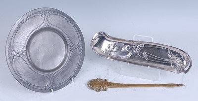 Lot 283 - A WMF Art Nouveau pewter pen tray, of shaped...