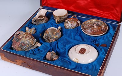 Lot 2334 - A Japanese Meiji period satsuma tea-for-two...
