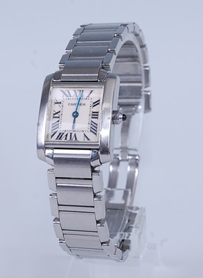 Lot 2258 - A Cartier Tank Francaise lady's stainless...