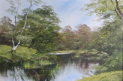 Lot 460 - Terence Evans (b.1943) - River landscape scene...