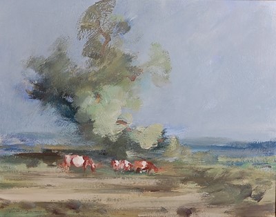 Lot 467 - Peter Burman (b.1950) - Marsh cattle, oil on...