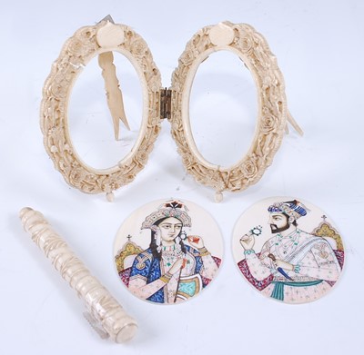 Lot 2317 - Mogul school pair portrait miniatures on ivory...