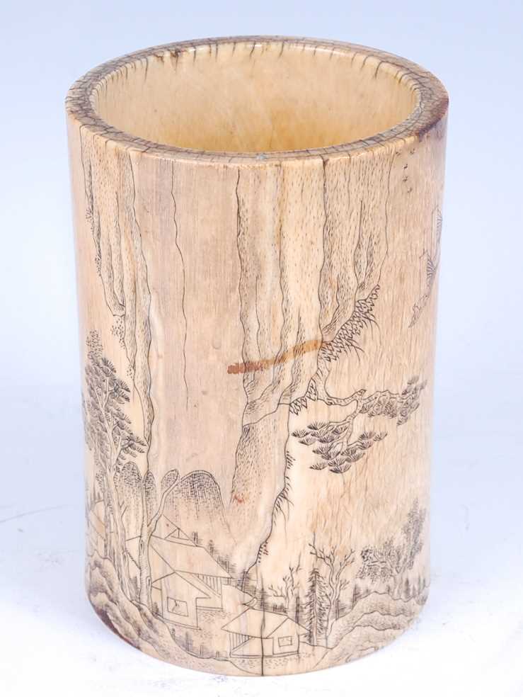 Lot 2324 - A 19th century Chinese Canton export tusk...