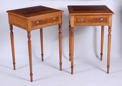 Lot 2517 - A pair of walnut and figured walnut lamp...