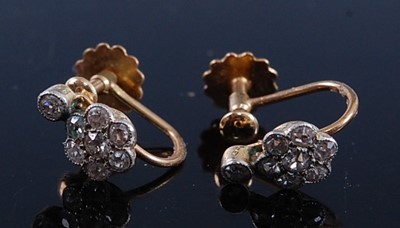 Lot 2530 - A pair of 9ct yellow and white gold diamond...