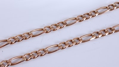 Lot 2539 - A 9ct rose gold figaro link chain, with later...