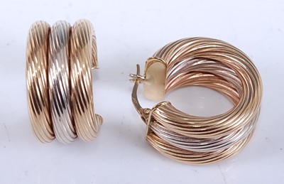 Lot 2541 - A pair of 9ct yellow, white and rose gold...
