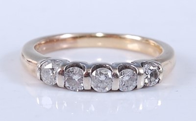 Lot 2543 - A yellow and white metal diamond five stone...