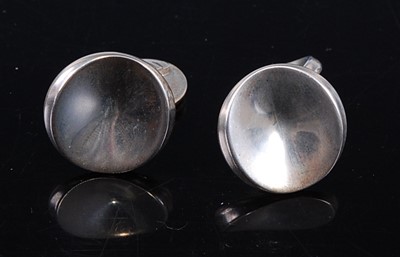 Lot 2562 - A pair of Georg Jensen silver concave disc...