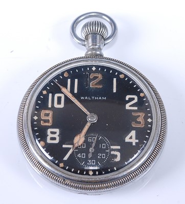 Lot 91 - A Waltham base metal cased open face military...