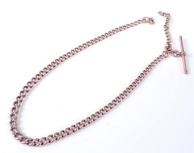 Lot 2583 - A 9ct rose gold graduated curblink Albert...
