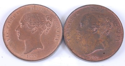 Lot 2111 - Great Britain, 1855 copper penny, Victoria...