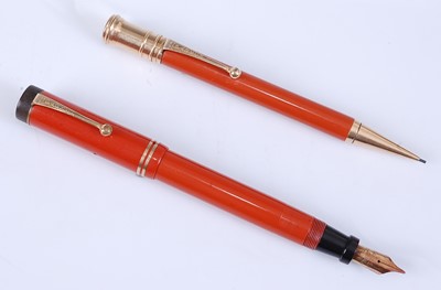 Lot 53 - A Parker Duofold Red Senior fountain pen and...