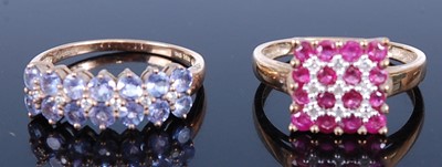 Lot 2592 - Two 9ct yellow gold dress rings, being a ruby...