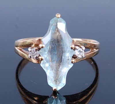 Lot 435 - A 9ct yellow gold, aquamarine and diamond...