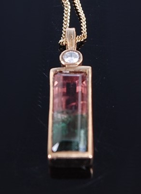 Lot 459 - A yellow metal parti-coloured tourmaline and...