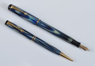 Lot 55 - A Parker True Blue Juniorette fountain pen and...