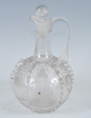 Lot 1042 - A circa 1790 Dutch glass carafe, the...