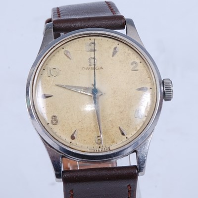 Lot 2609 - A vintage gent's Omega steel cased manual wind...