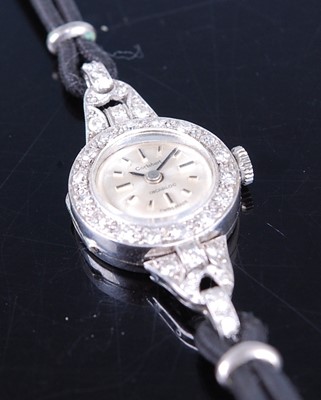 Lot 2624 - A lady's Cortebert platinum cased and diamond...