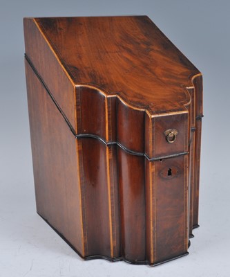 Lot 1248 - A George III mahogany knife box, having...