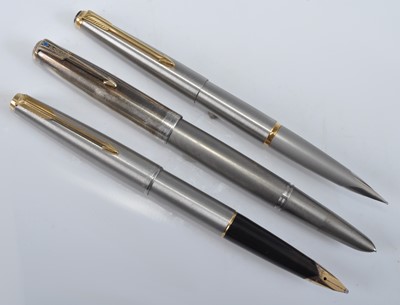 Lot 84 - Three Parker fountain pens, one being a 51...