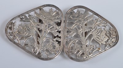 Lot 2641 - A Victorian style silver belt buckle, each...