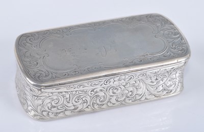 Lot 1081 - A Victorian silver snuff box, of rectangular...