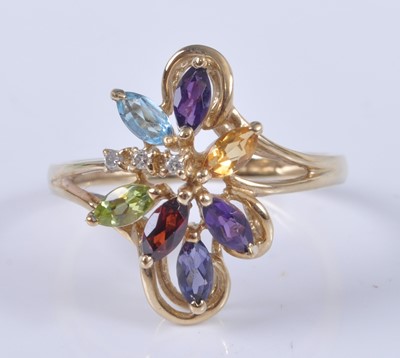 Lot 2660 - A 9ct yellow gold multi-stone and diamond...
