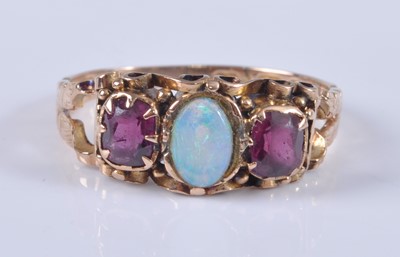 Lot 2662 - A late Victorian 15ct yellow gold, opal and...