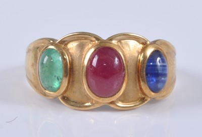 Lot 2664 - A continental 18ct gold dress ring, arranged...