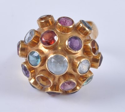 Lot 2670 - A contemporary yellow metal multi-stone set...