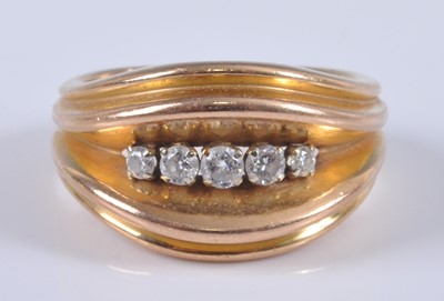 Lot 2684 - A French 18ct gold diamond five stone ring,...