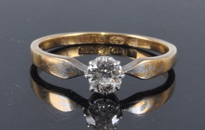 Lot 2702 - An 18ct gold diamond solitaire ring, the claw...