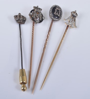Lot 1196 - Four yellow and white metal diamond set royal...