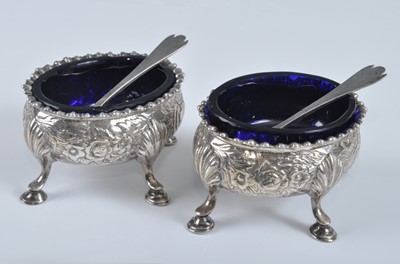 Lot 1070 - A pair of George III silver table salts, of...