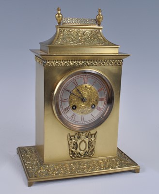 Lot 1364 - A late 19th century gilt brass cased mantel...