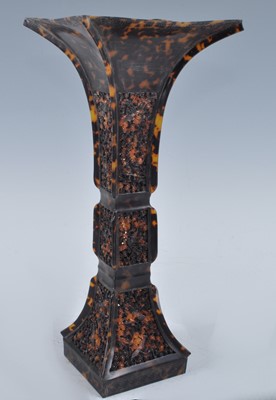 Lot 1278 - A circa 1900 Chinese carved tortoiseshell vase,...