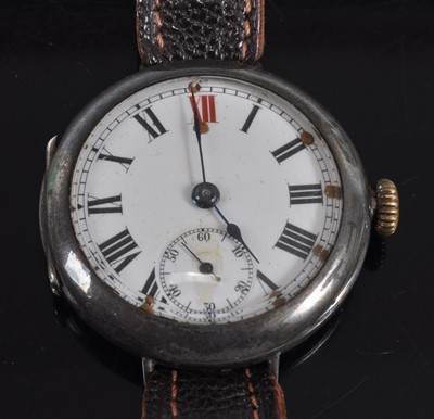 Lot 108 - A WW I Rolex silver cased trench watch, the...