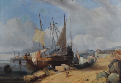 Lot 1317 - 19th century Dutch school - Harbour scene with...