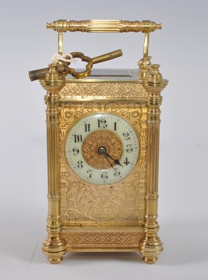 Lot 1369 - A circa 1900 French lacquered brass carriage...