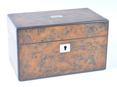 Lot 1250 - An early Victorian burr elm tea caddy, having...
