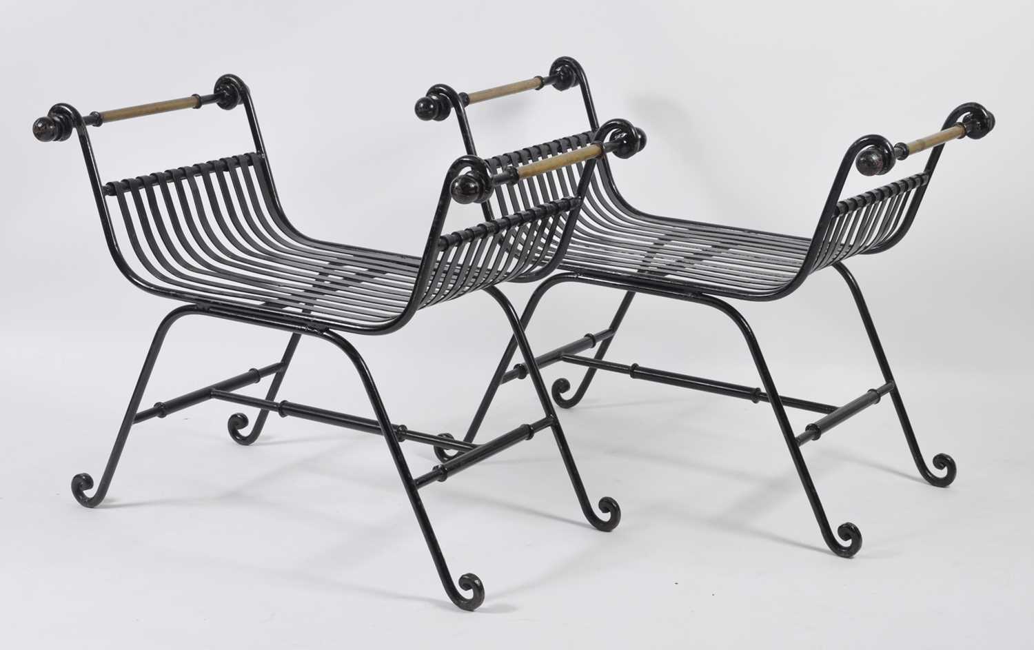 Lot 1455 - A pair of Victorian wrought iron garden window...